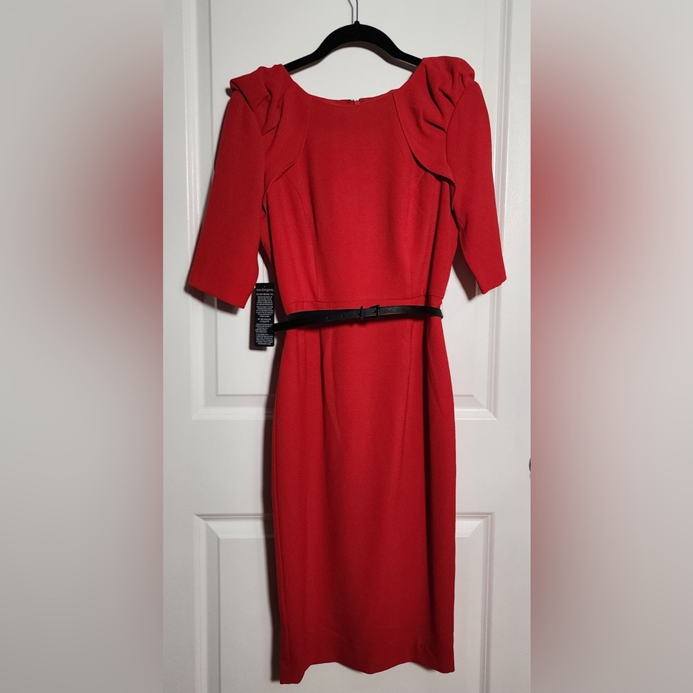 Eva Longoria The Limited Dress Size 0 Red Black Belt
